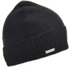 Seeberger Beanie mit Rippstrick-Umschlag in schwarz