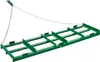 A green metal landscape rake with a chain attached, shown against a white background. Produktbild-Vorschau