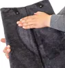 A hand is shown touching a dark gray, fuzzy material, possibly demonstrating its texture. Produktbild-Vorschau
