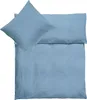A light blue duvet cover and pillowcase are laid out on a white background. Produktbild-Vorschau