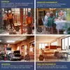 A collage of four images showing different applications of an electric heater. Produktbild-Vorschau