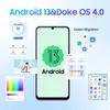 Marketing image showcasing Android 13 and Doke OS 4.0 features on a smartphone. Produktbild-Vorschau