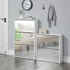 Two white shoe cabinets with mirrored doors are shown in a hallway setting. Anteprima dell’immagine prodotto