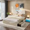 UnboxG Doppelbett 140×200 cm, beige, Samtstoff, mit 4 Produktbild-Vorschau 7