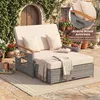 KOMFOTTEU Sonnenliege Rattan, Gartenliege mit Ottomane, Produktbild-Vorschau 2