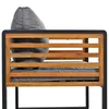 A close-up side view of an outdoor lounge chair with grey cushions and a wooden slatted frame. Anteprima dell’immagine prodotto