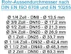 A chart showing pipe outer diameters according to DIN EN ISO 6708 and EN 10255 standards. Produktbild-Vorschau
