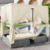 Chaise longue double de jardin avec pare-soleil, chaise Voir les images du produit 2