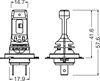 Technical drawing of two LED car headlights with dimensions. Produktbild-Vorschau