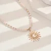 GKA Halskette Sonne Anhänger mit Schmuck Perlen Kette Damen Produktbild-Vorschau 3