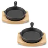 Navaris 2x Gusseisenpfanne klein mit Holz Stand - Produktbild-Vorschau 8