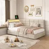 INONEFT Gestoffeerd bed 90 x 200 cm, L-vormig bed, Productafbeelding-voorbeeld 2