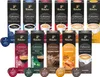 A collection of Tchibo Cafissimo coffee capsule boxes and individual capsules arranged in a visually appealing manner. Produktbild-Vorschau
