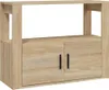 A wooden sideboard with two doors and black handles, shown against a white background. Náhľad obrázku produktu