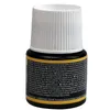 A close-up of a small bottle of black paint with a white cap. Produktbild-Vorschau