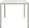 A white outdoor table with a glass top. Produktbild-Vorschau