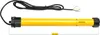 A yellow tubular motor with a black cable and connectors, shown against a white background with measurement indicators. Produktbild-Vorschau