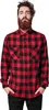 A man wearing a red and black checkered flannel shirt. Produktbild-Vorschau