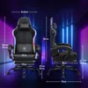 Two views of a gaming chair with dimensions indicated by lines and text. Produktbild-Vorschau