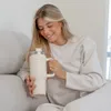 Thermobecher mit Strohhalm Edelstahl 1,18 Liter Beige Produktbild-Vorschau 4