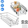 A collage of kitchen storage solutions with accompanying icons. Voir les images du produit