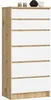 A tall, narrow chest of drawers with six white drawers and a wood-effect frame. Produktbild-Vorschau