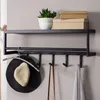 Nástěnný věšák kovový černý 70x20x20 cm předsíňový věšák s Náhled obrázku produktu 1