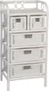 A white wicker storage shelf with multiple drawers. Produktbild-Vorschau