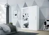 Easy4You D1 120 cm Weiß Schiebetüren Kleiderschrank Produktbild-Vorschau 1