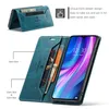A teal leather wallet case for a smartphone is shown open, displaying card slots and a smartphone with a colorful screen. Produktbild-Vorschau