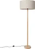 Rustykalna lampa podłogowa drewniana z abażurem w kolorze Podgląd zdjęcia produktu 1
