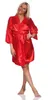 Damen Morgenmantel kurzer Kimono Satin mit Spitze;  Rot/S Produktbild-Vorschau 2