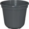 A gray plastic plant pot on a white background. Produktbild-Vorschau