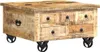 A wooden coffee table with drawers and wheels. Produktbild-Vorschau