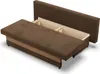 A brown sofa with an open storage compartment. Produktbild-Vorschau