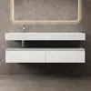 doporro Mobile Bagno Sospeso 150cm Bianco Opaco con Lavabo, Anteprima dell’immagine prodotto 3