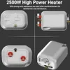 A collage of four images showing different views of a white high-power heater. Náhled obrázku produktu