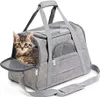 A kitten peeking out of a grey pet carrier. Náhľad obrázku produktu