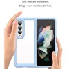 Hands holding a foldable phone in a light blue case. Produktbild-Vorschau