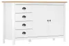 vidaXL Sideboard Hill Weiß 130x40x80 cm Massivholz Kiefer Produktbild-Vorschau 4