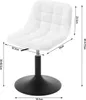 A white textured chair with a black base and stand, showing dimension markings. Produktbild-Vorschau