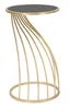 A gold metal side table with a black circular top, presented against a white background. Anteprima dell’immagine prodotto