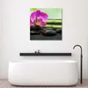 Leinwandbild blühende orchidee auf schwarzen steinen 60x60 Produktbild-Vorschau 2
