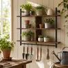 Wandregal 3 Ebenen mit Haken 105x24x94 cm Holz Metall Produktbild-Vorschau 6