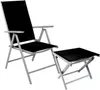 Garten Klappstuhl Aluminium - Textilen Silbergrau/Schwarz + Fußhocker Voir les images du produit