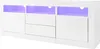 A white TV stand with purple LED lighting. Produktbild-Vorschau