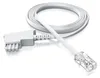 A white internet cable with two different connectors is coiled on a white background. Produktbild-Vorschau