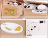 A collage of four images showing a coin-eating cat piggy bank. Náhľad obrázku produktu