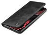 A black flip cover case for a smartphone is shown from a diagonal angle, with the cover partially open to reveal the phone's screen. Produktbild-Vorschau