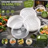 Mikrowellen Dampfgarer 4-teilig Dampfgarbehälter 25cm Weiß Produktbild-Vorschau 3